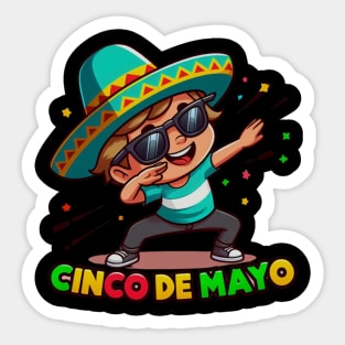 Dabbing BOY sunglasses  Cinco De Mayo Let's Fiesta Mexican Party Sticker